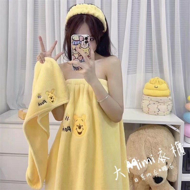 維尼熊吸水浴巾裙