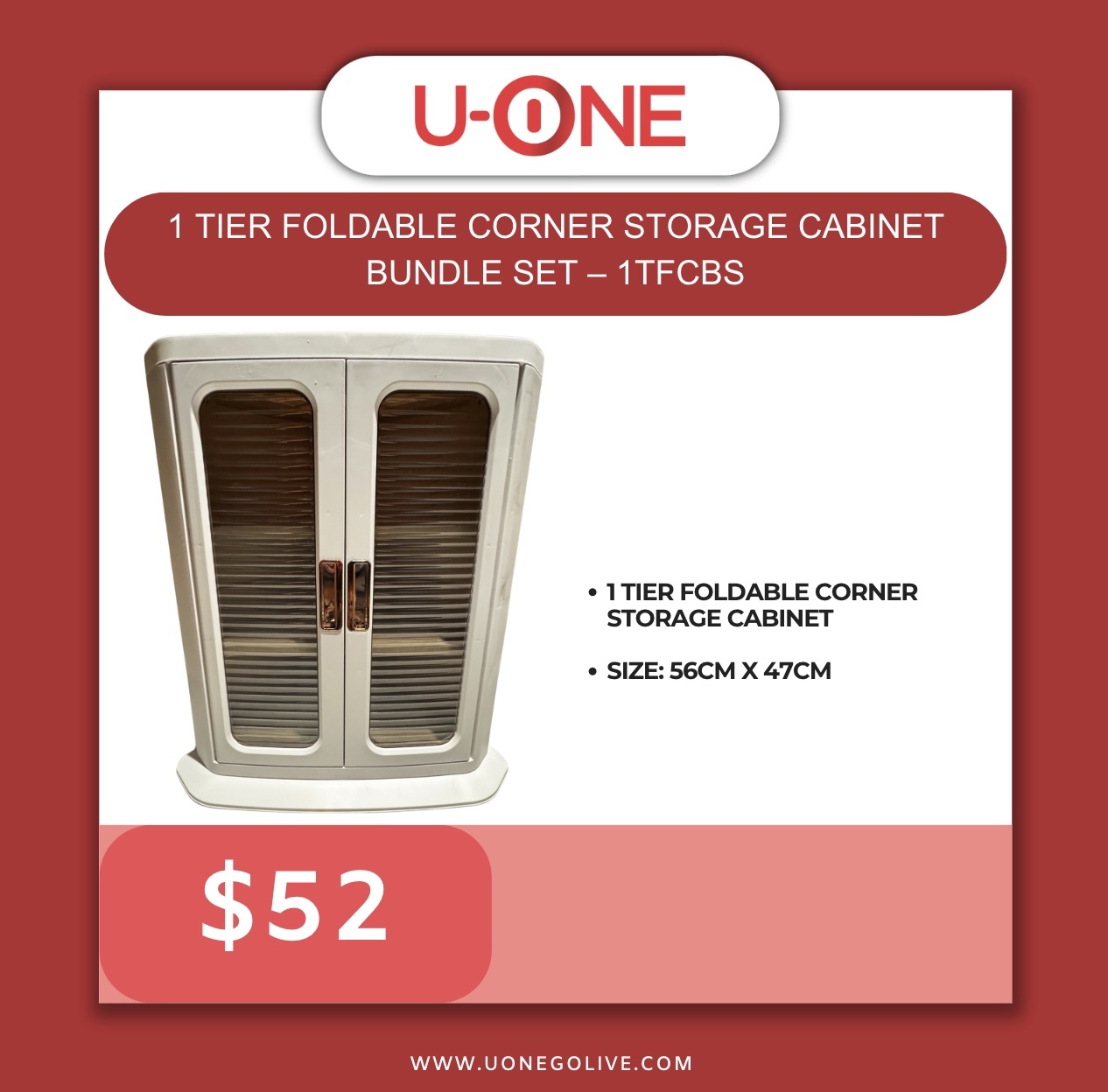 1 TIER FOLDABLE CORNER STORAGE CABINET BUNDLE SET – 1TFCBS