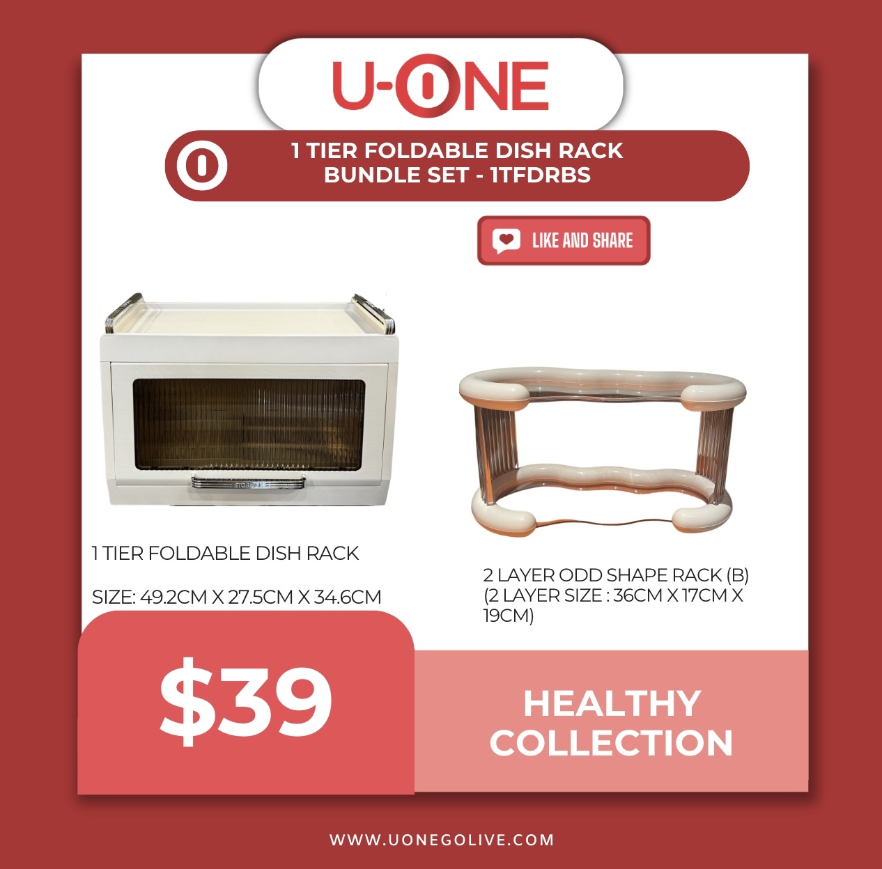 1 TIER FOLDABLE DISH RACK BUNDLE SET - 1TFDRBS