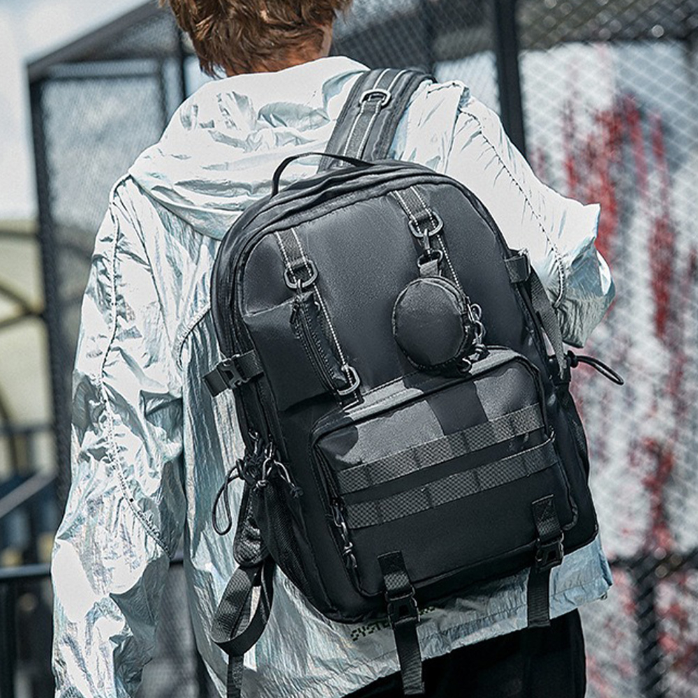 男生包包 後背包 雙肩包 機能包 工裝包 電腦後背包 黑色包包 中性包包 休閒包包 大容量包包 學生後背包 231