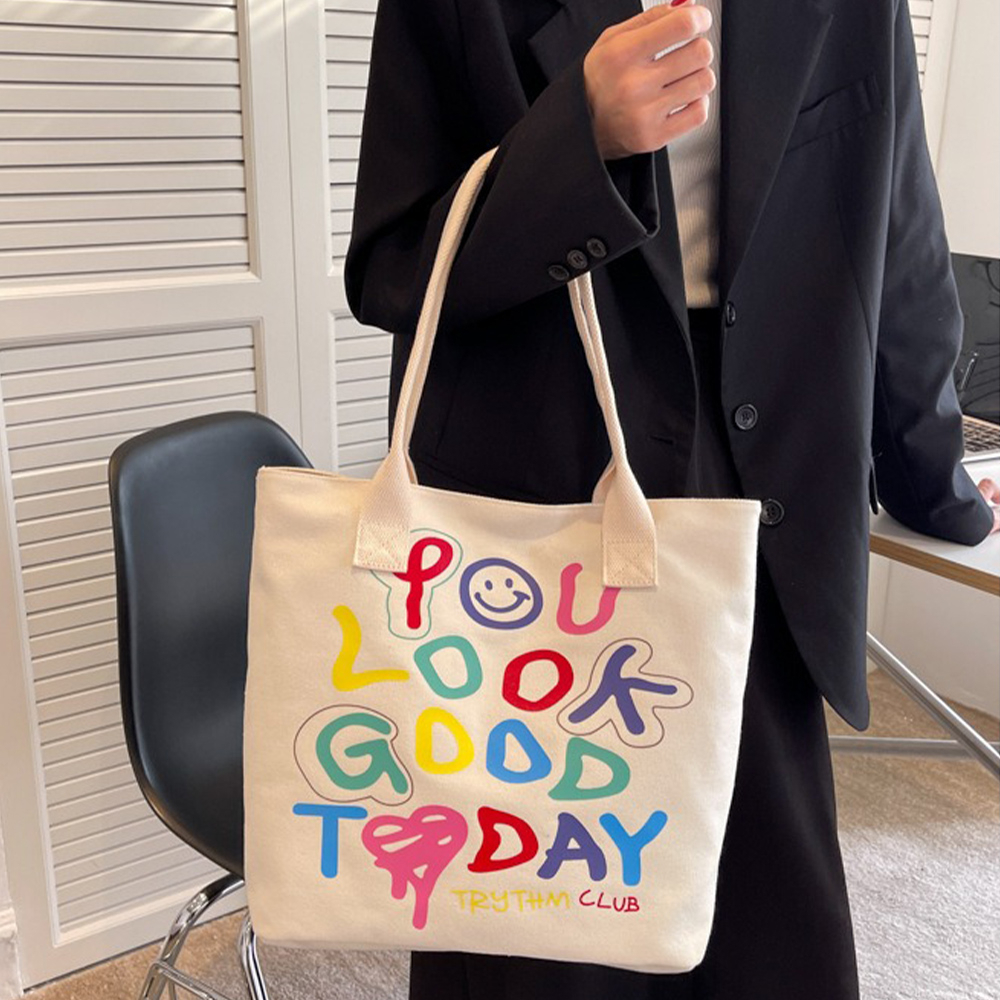 帆布包 大容量包包 韓國包包 大包包 大學生包包 帆布袋 手提包 塗鴉包 手提袋 單肩包 笑臉包包 通勤包 禮物 488