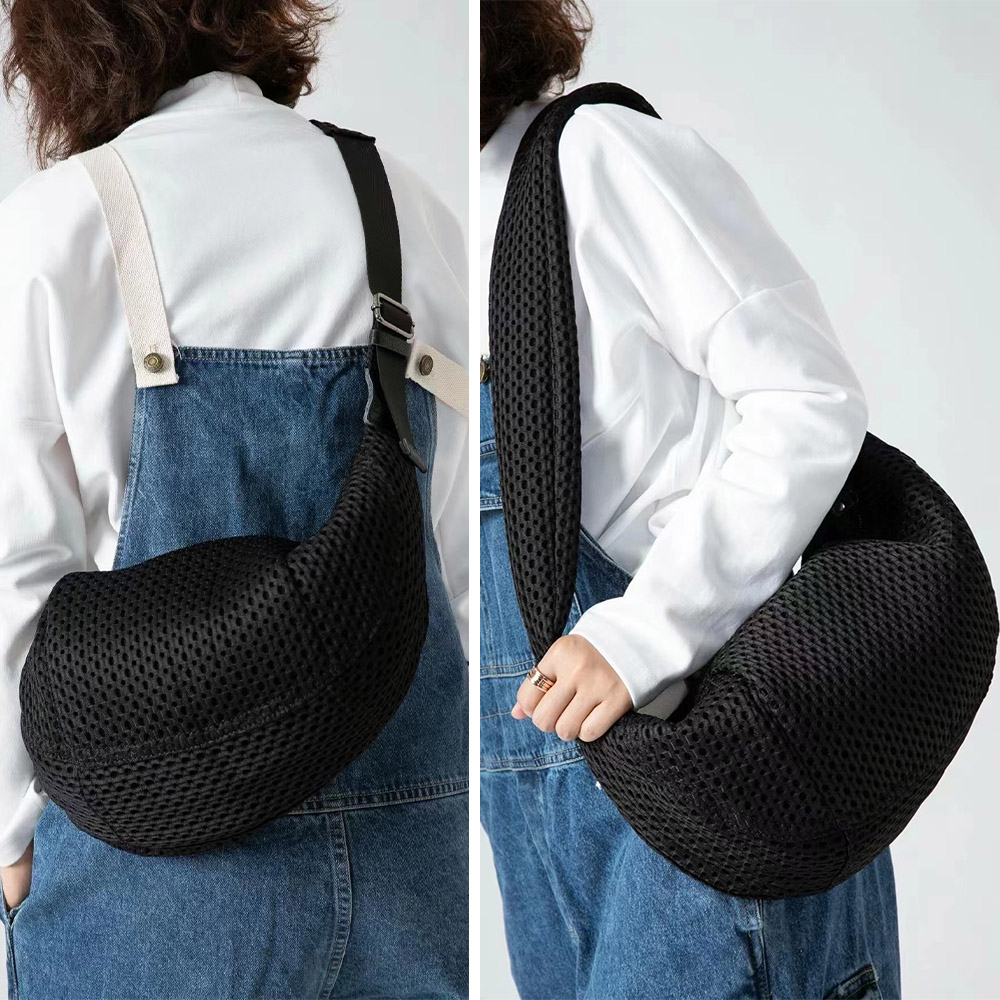 半月包 側背包 水餃包 大包包 斜背包 韓國包包 日本包包 輕便包包 大容量包包 網格包包 黑色包包 百搭包包 515