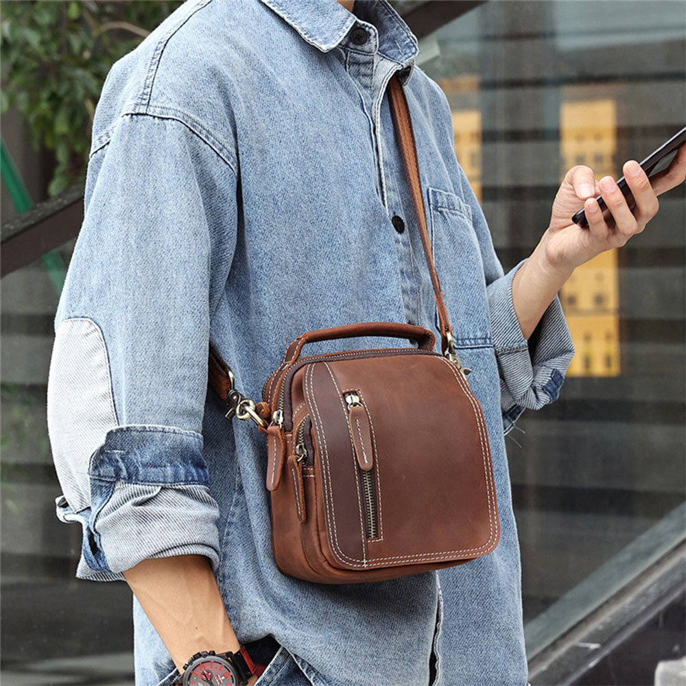 真皮包包 牛皮包包 男包包 男用包 日本包包 小方包 歐美包包 復古包包 斜挎包 手提包 多功能包包 真皮腰包 065