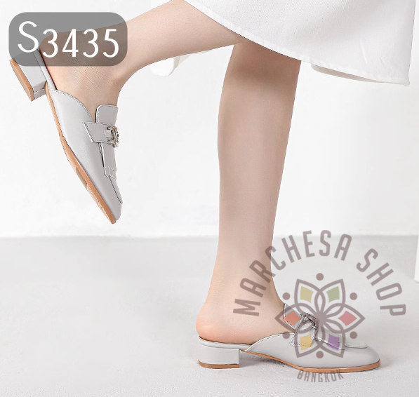 S3435 - 羊皮流鬚銀扣半拖鞋 (徧細一碼)