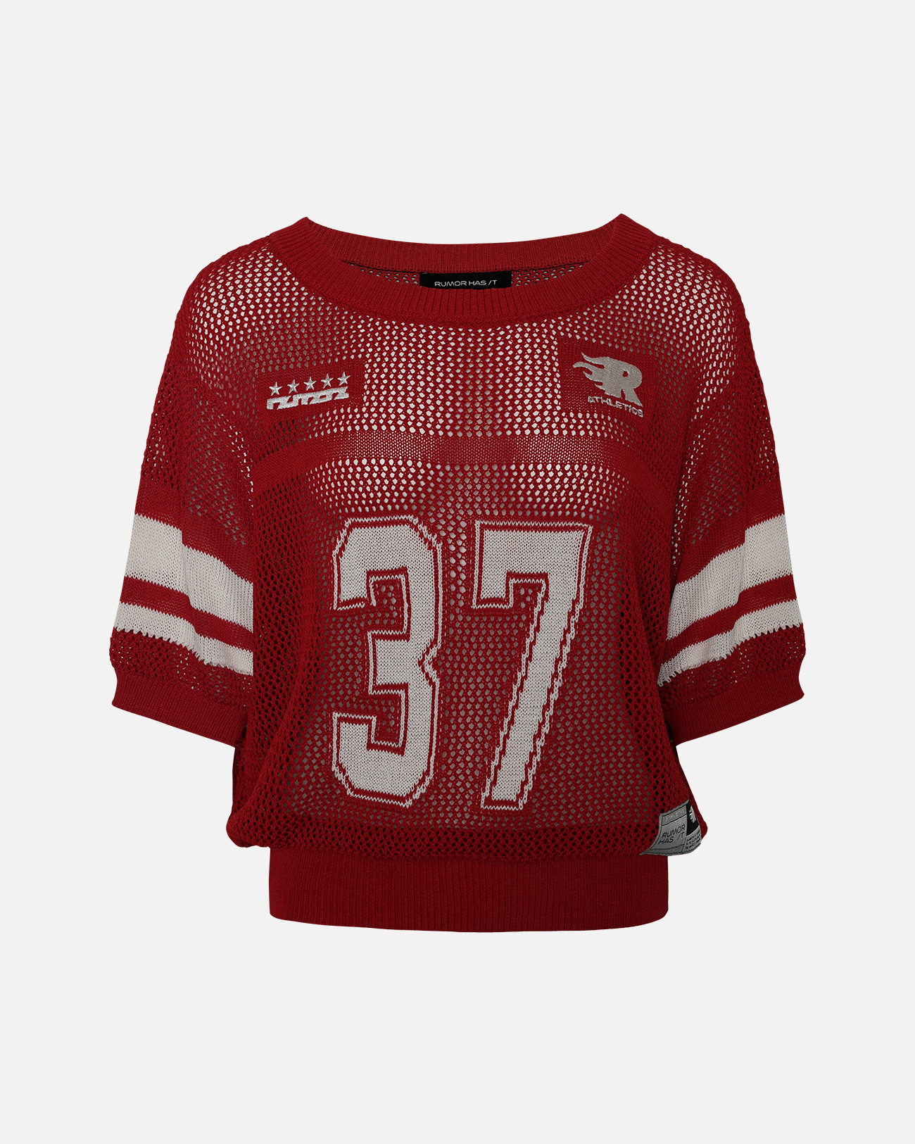 Crimson Retro Athletic Mesh Sweater