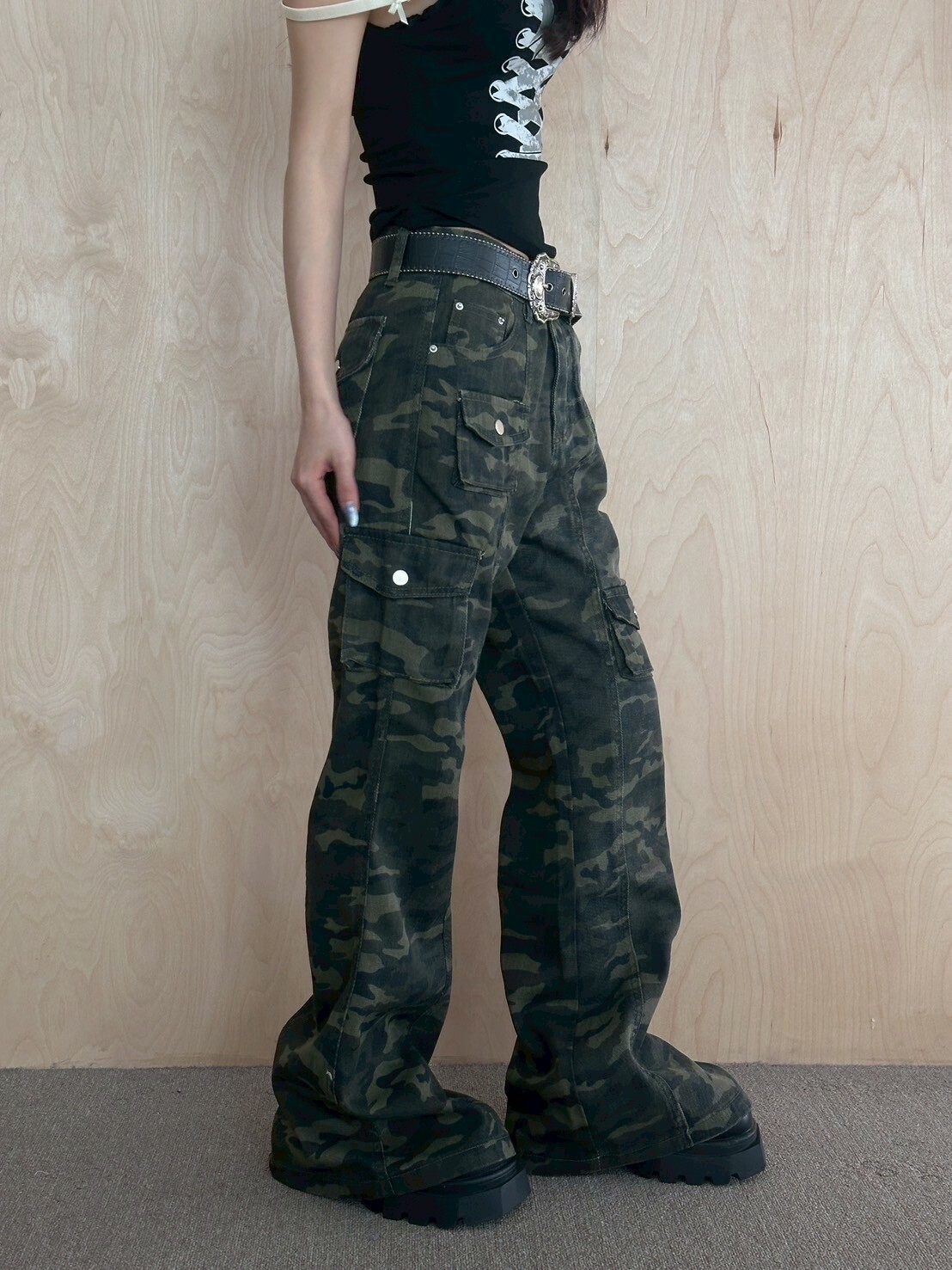 超絕神褲❤️‍🔥迷彩工裝喇叭褲