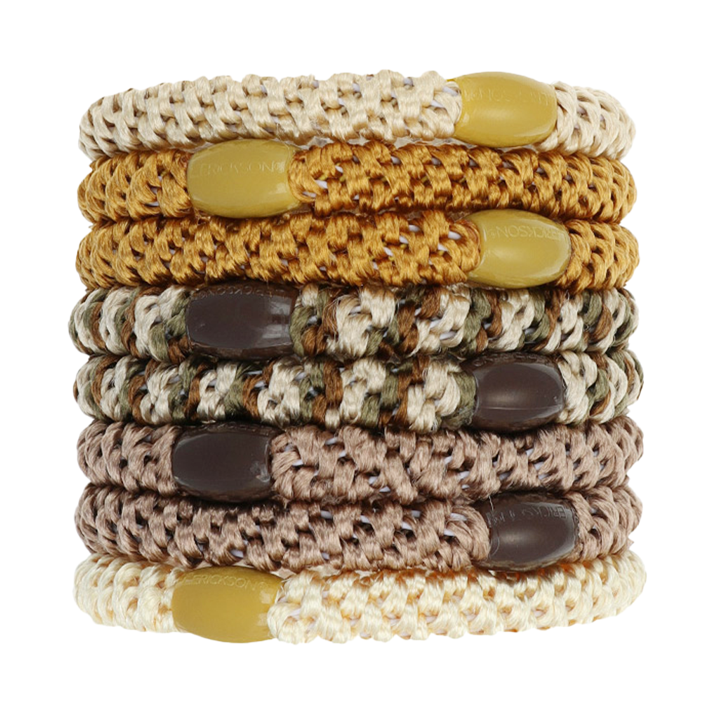 L. ERICKSON 彈力髮圈8入-粗版〈燕麥暖黃〉