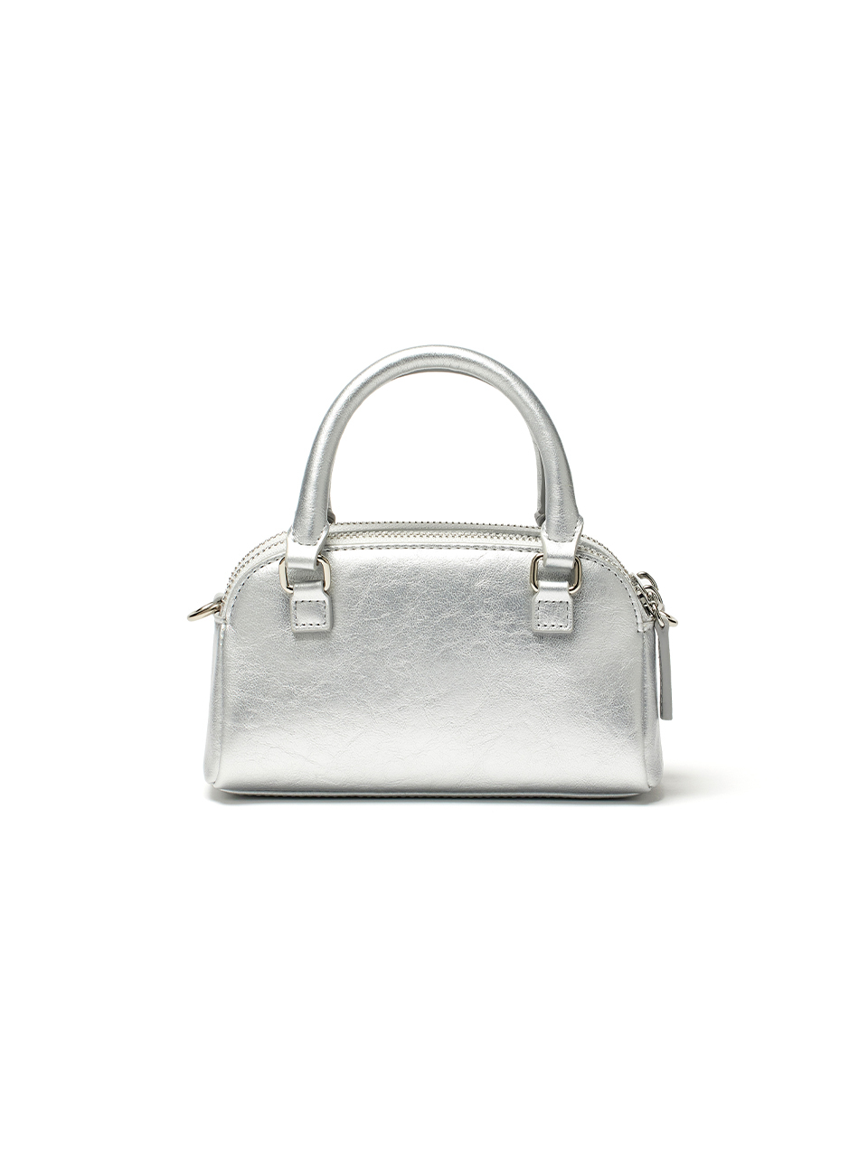 雙拉鍊迷你包 銀色