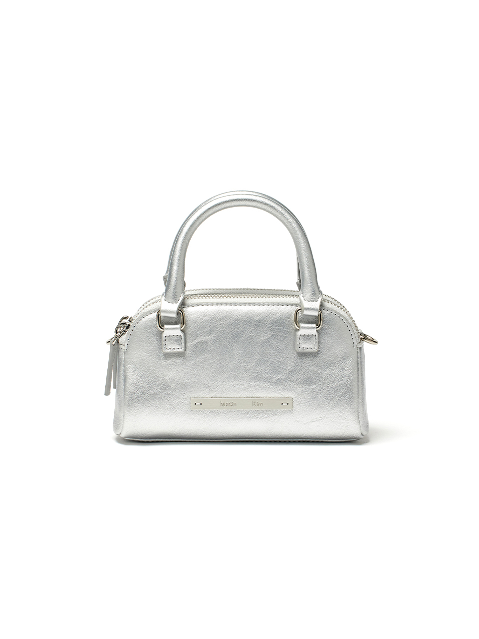 雙拉鍊迷你包 銀色