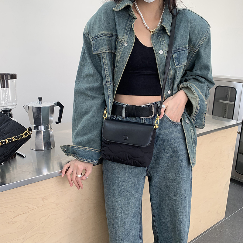 包包女 包包 鏈條包 斜背包女 尼龍包 子母包 小香風包包 隨身包 菱格鏈條包 小眾包包 百搭包包 黑色包包 393