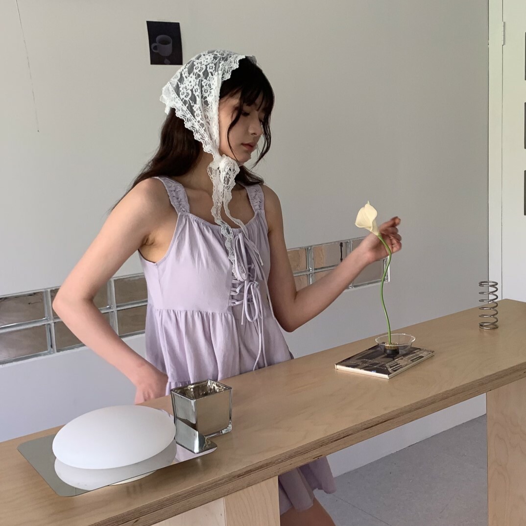 ISA_南法假期 馬甲綁帶絕美棉麻蛋糕短洋_54003