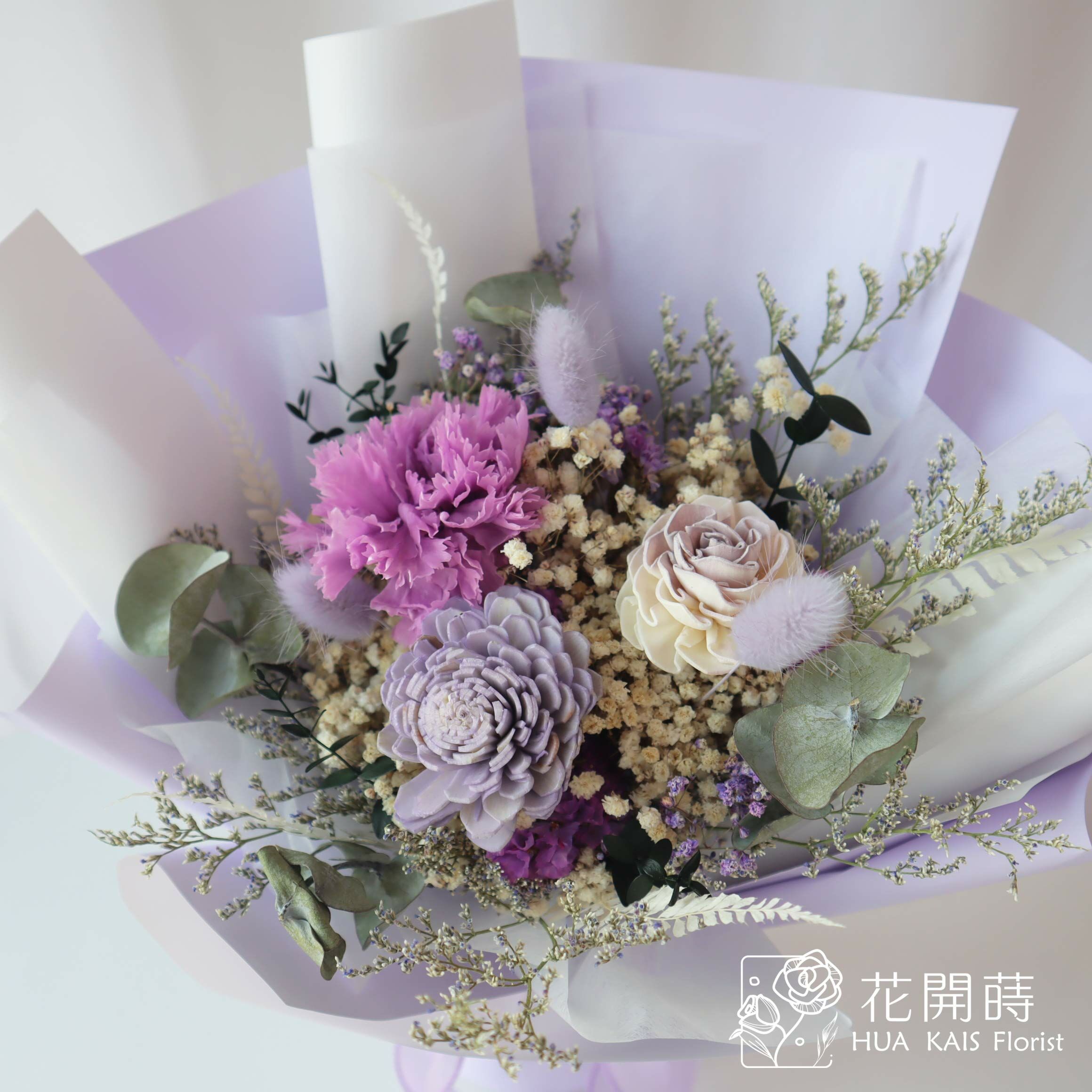 永生花束|紫康乃馨永生花束(M)|中型花束|永生花|乾燥花|母親節花束|告白花束