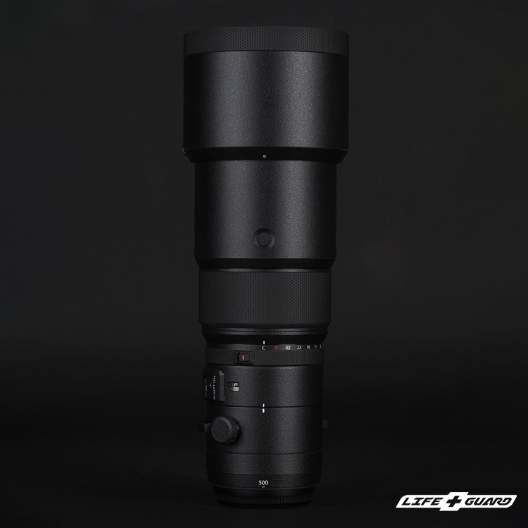 LIFE+GUARD 鏡頭貼膜安裝示意，適用 FUJIFILM GF 500mm F5.6 R