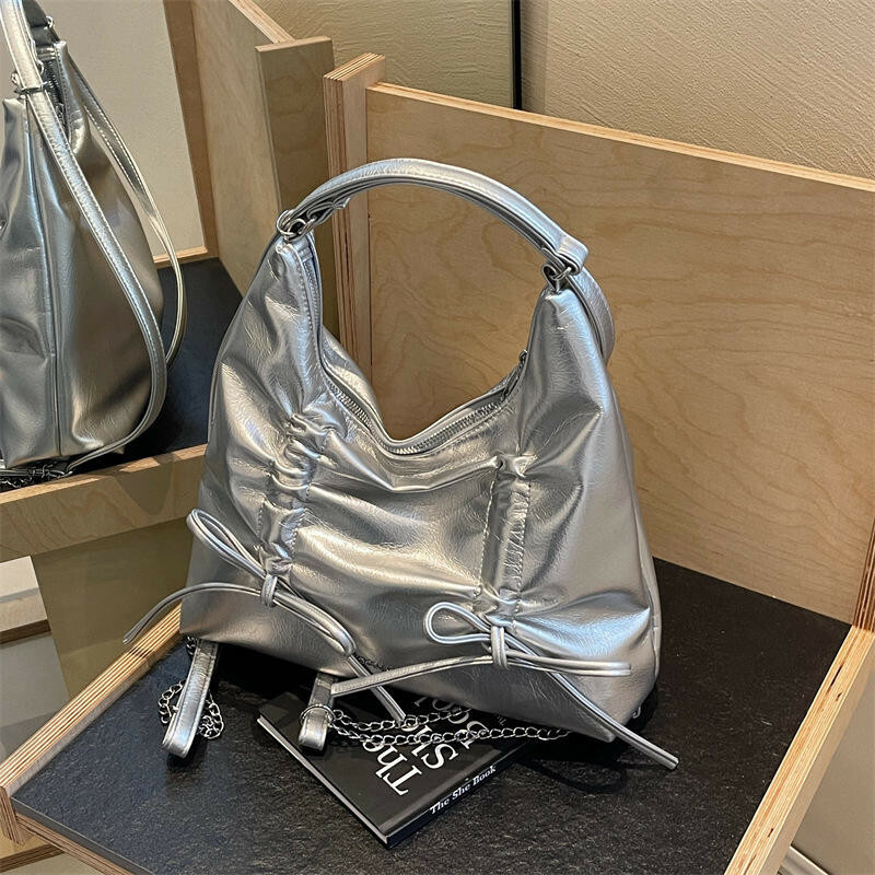 包包 肩背包 後背包 斜背包 大容量包包 抽繩包包 銀色包包 3way 韓國包包 蝴蝶結包包 腋下包 女生禮物 691