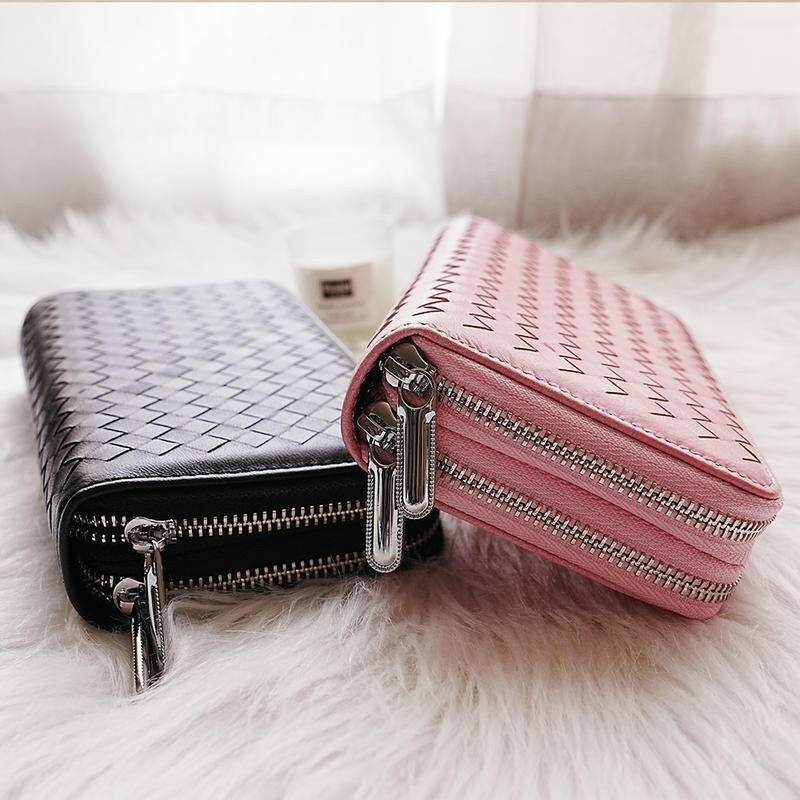 羊皮皮包 真皮錢包 編織錢包 大長夾 羊皮 手機長夾 羊皮 長夾 編織包包 手機錢包 雙拉鍊長夾 編織長夾 057