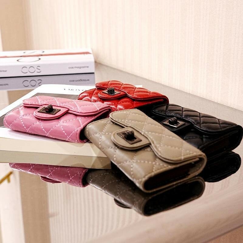 女錢包 名片夾 羊皮卡包 卡包 菱格錢包 真皮皮包 錢包 小皮夾 風琴卡包 卡夾 小皮包  小卡包 短夾 黑色 051