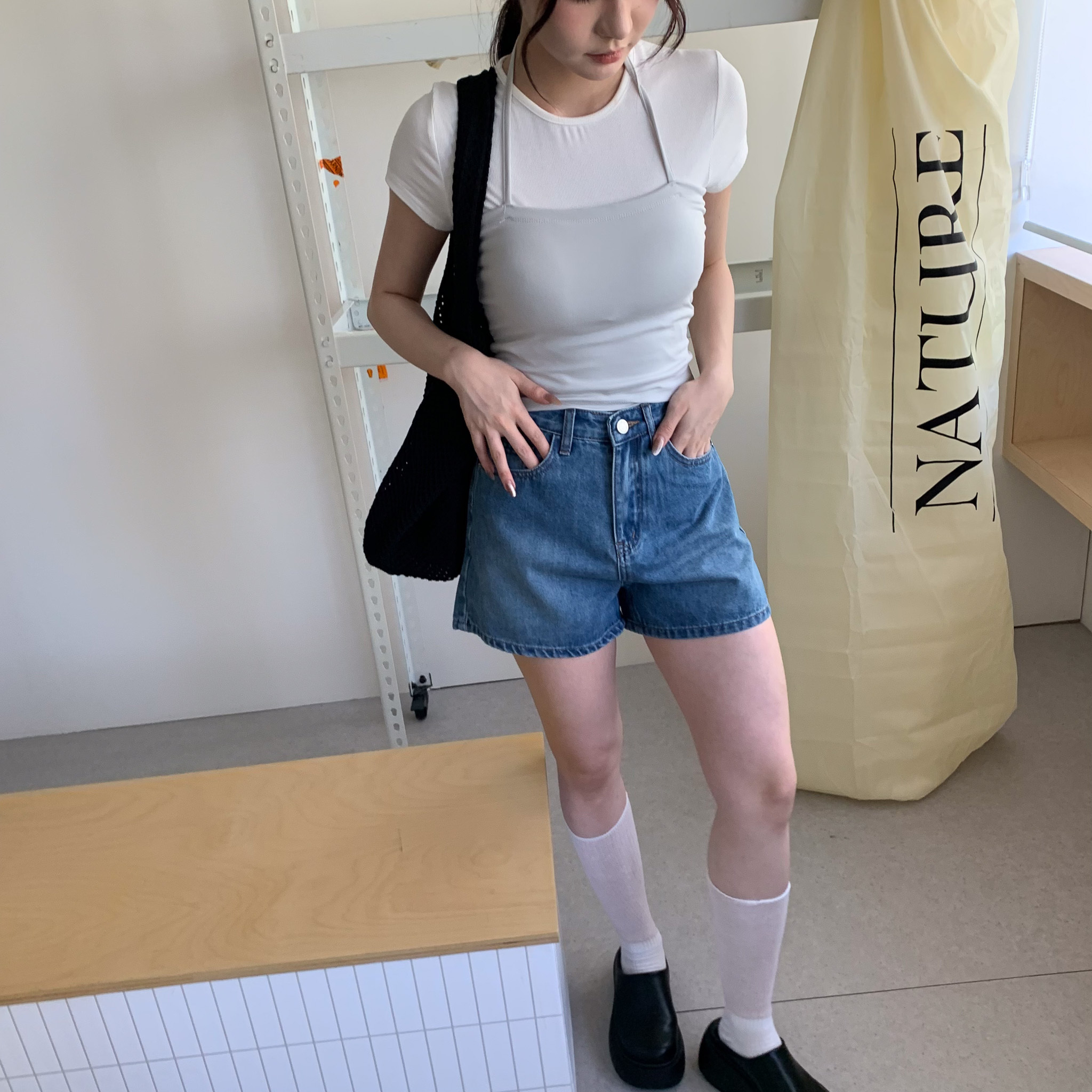 ISA_夏季熱賣! 綁來綁去繞脖bra top平口背心_46041