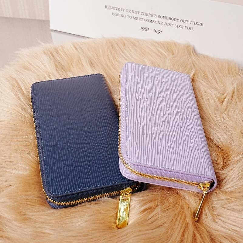 超高品質 長夾 水波紋長夾 牛皮長夾 真皮長夾 拉鏈長夾 女友生日禮物 錢包 皮包 長夾女生 女用長夾 女長夾 039