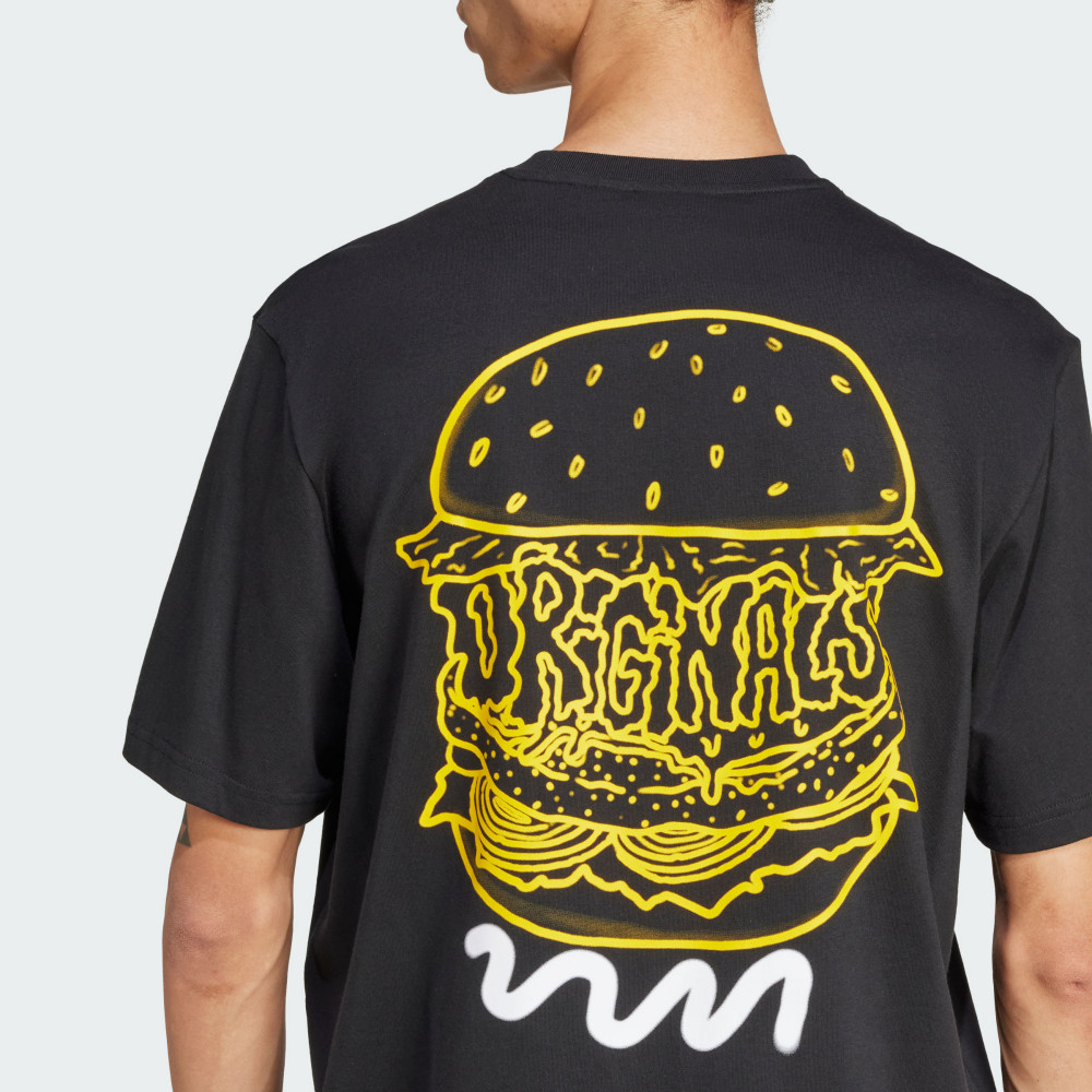 男款 ADIDAS Q12 TS STREET B TEE 黑色 白色 漢堡 薯條 印花 短T 休閒 運動短袖【JP2672】【JD0677】