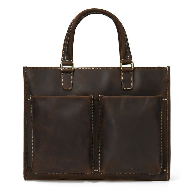 男士真皮公事包 牛皮手提包 都會男子包 牛皮公事包 手提斜背包 通勤包 13寸電腦包 男生生日禮物 奢侈感高級感 027