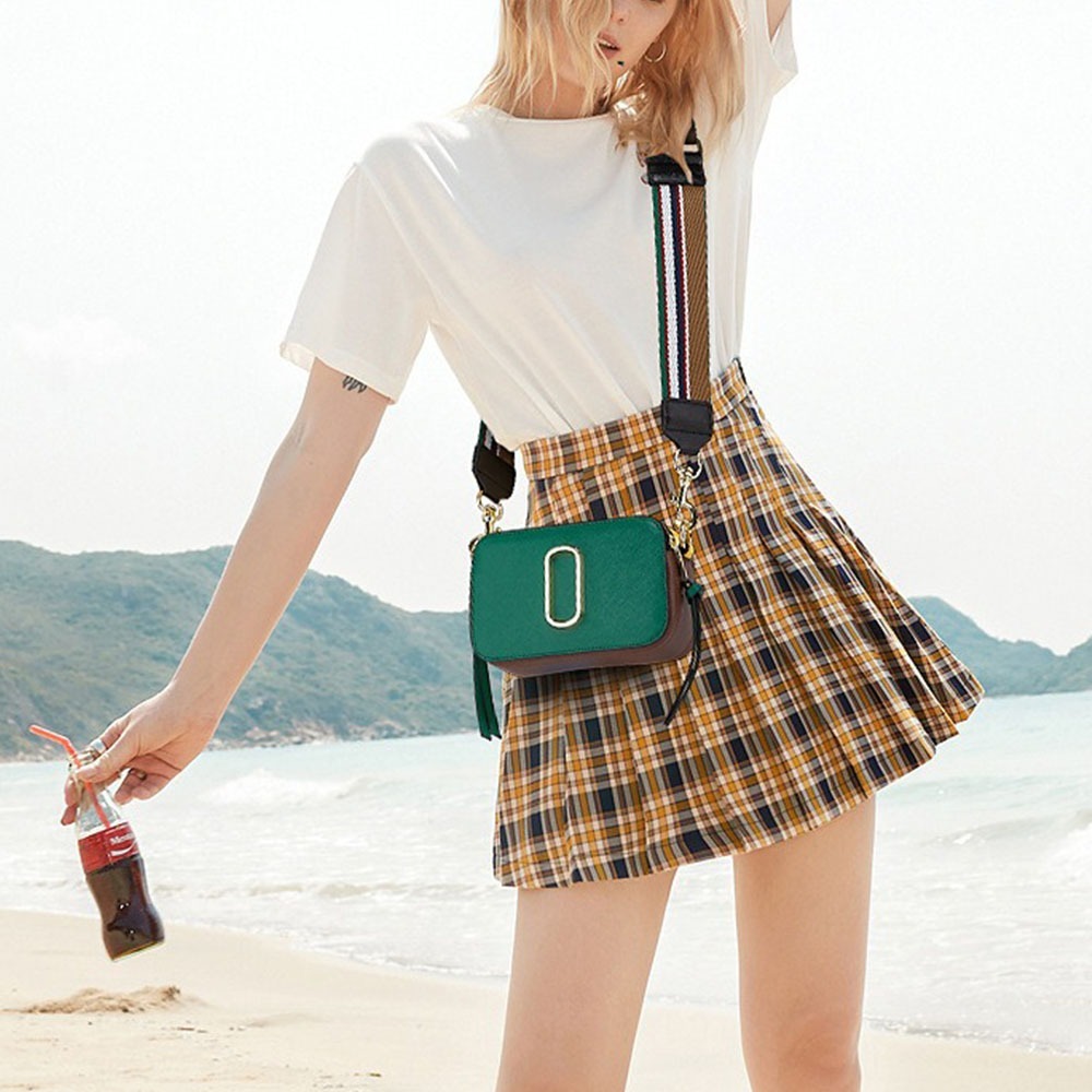 硬殼包 相機包 小方包 寬肩帶包包 耐刮耐磨 拼色小方包 雙拉鍊小包 小包包 隨身小包 女生包包 翻玩包包 禮物 660