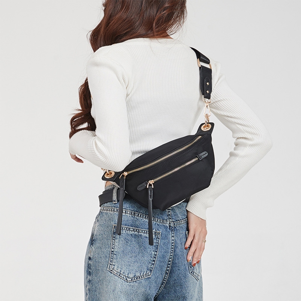 包包 斜背包 胸包 收錢腰包 尼龍斜背包 女生腰包 尼龍胸包 休閒百搭包 黑色小包 運動腰包 質感胸包 女生禮物 657