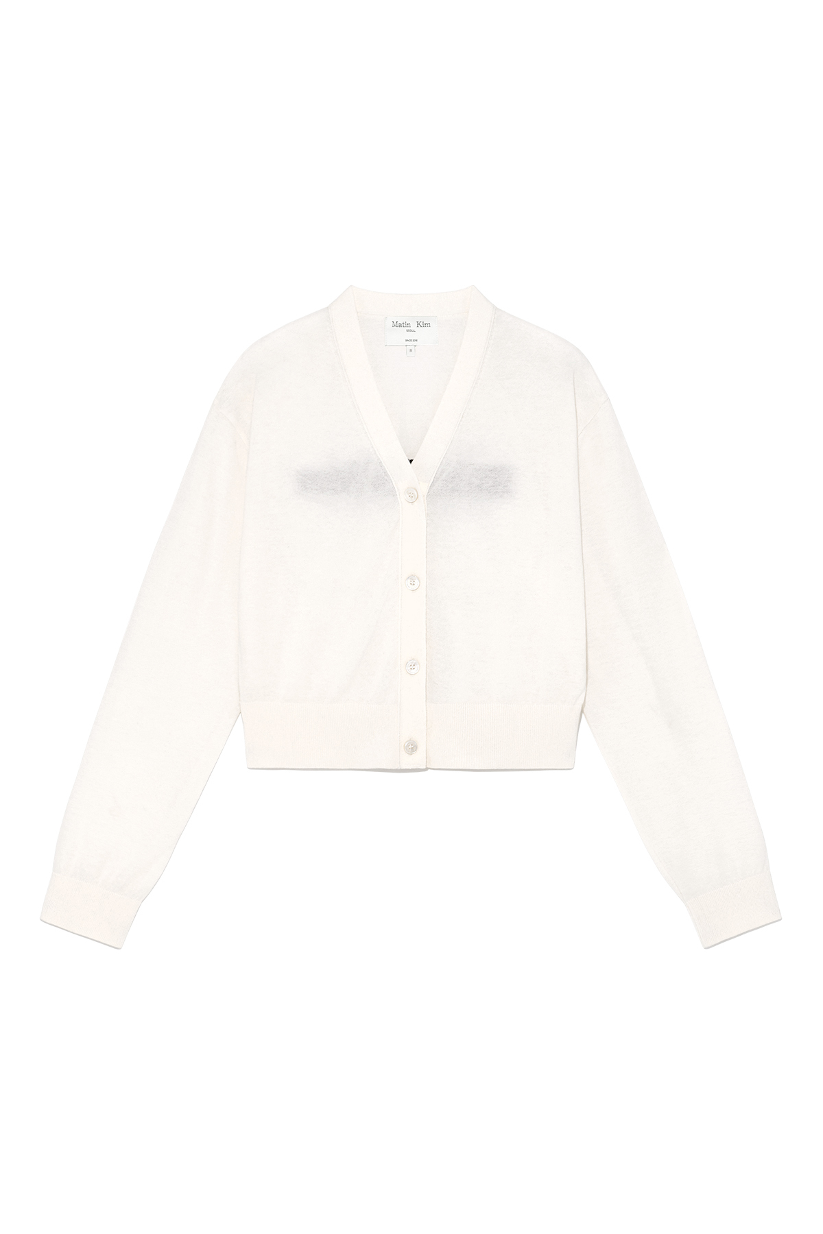 LOGO透膚針織上衣女款 象牙白