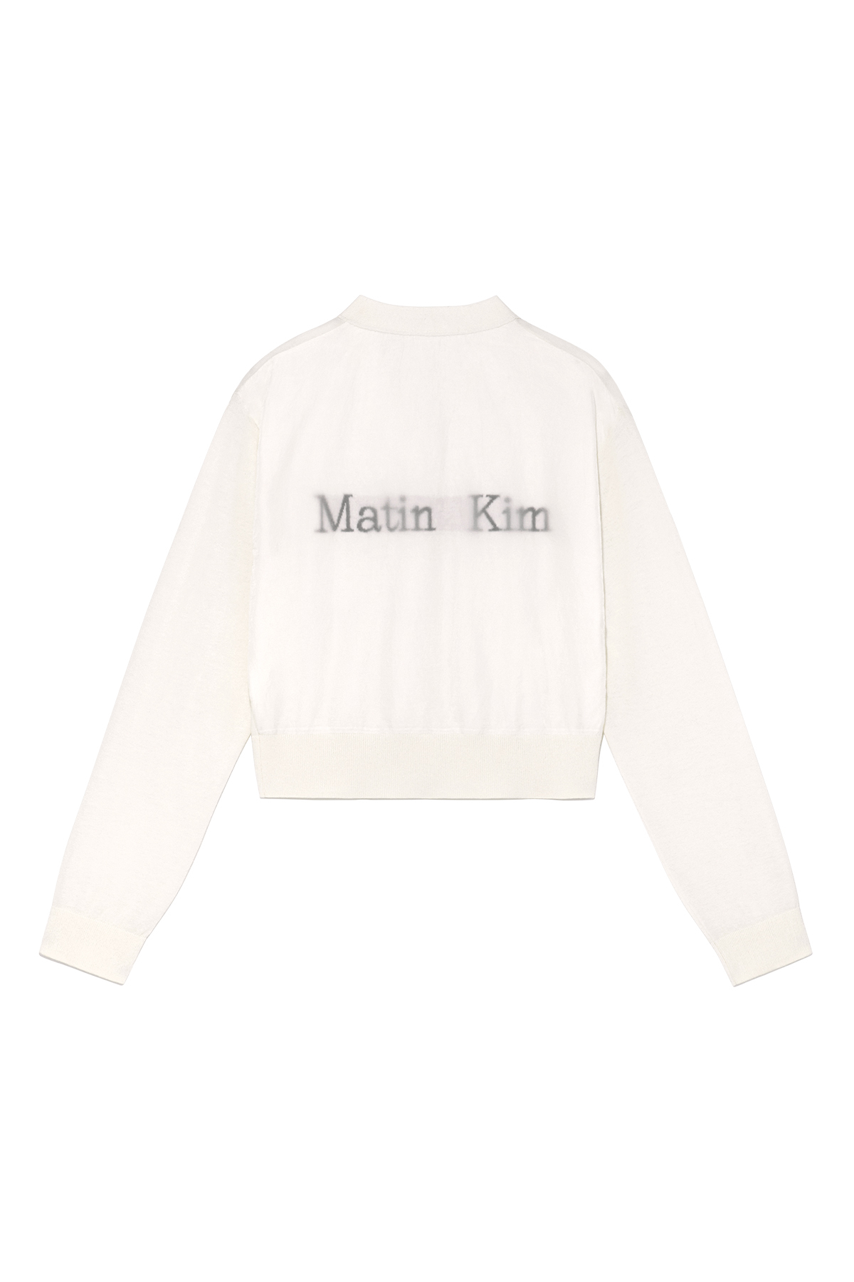 LOGO透膚針織上衣女款 象牙白