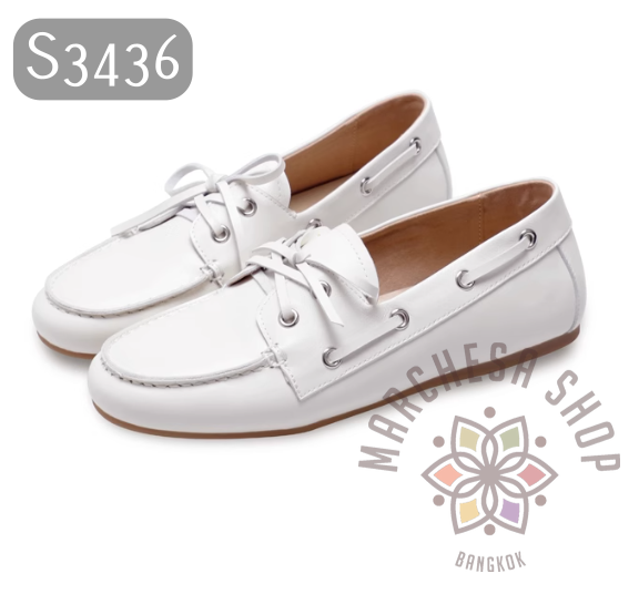 S3436 - 頭層小羊皮綁帶平底樂福鞋