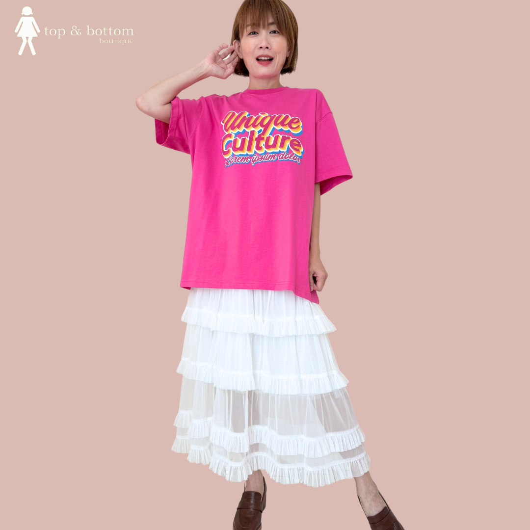 COLOUR WORDING OVERSIZE LONG TEE