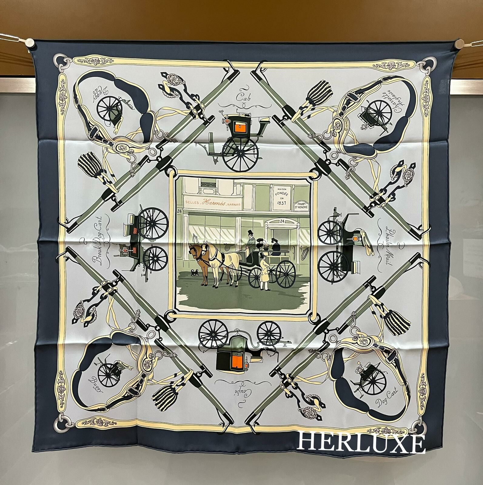 Palobbiers scarf 70 x 70cm Ardoise / Bleu Ciel  /Vert Amande