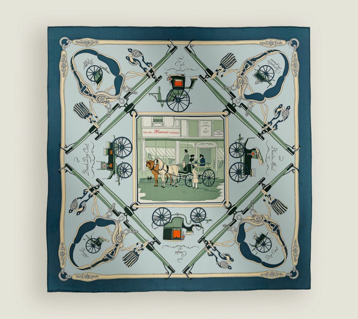 Palobbiers scarf 70 x 70cm Ardoise / Bleu Ciel  /Vert Amande