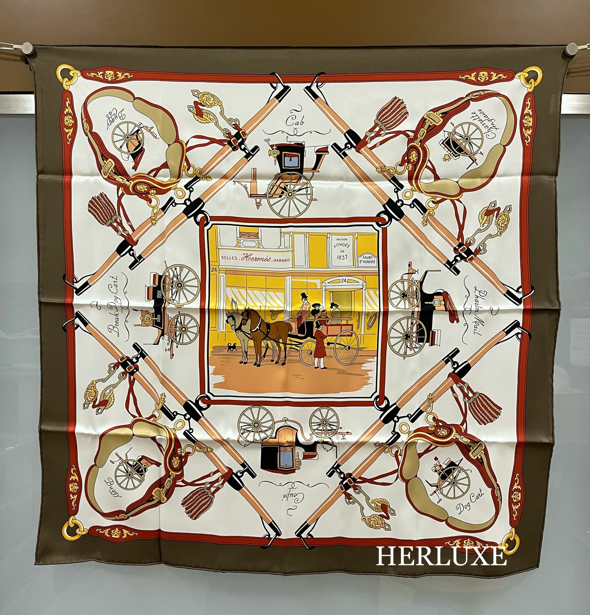 Palobbiers scarf 70 x 70cm Marron Glacé / Blanc /Vieux Rose