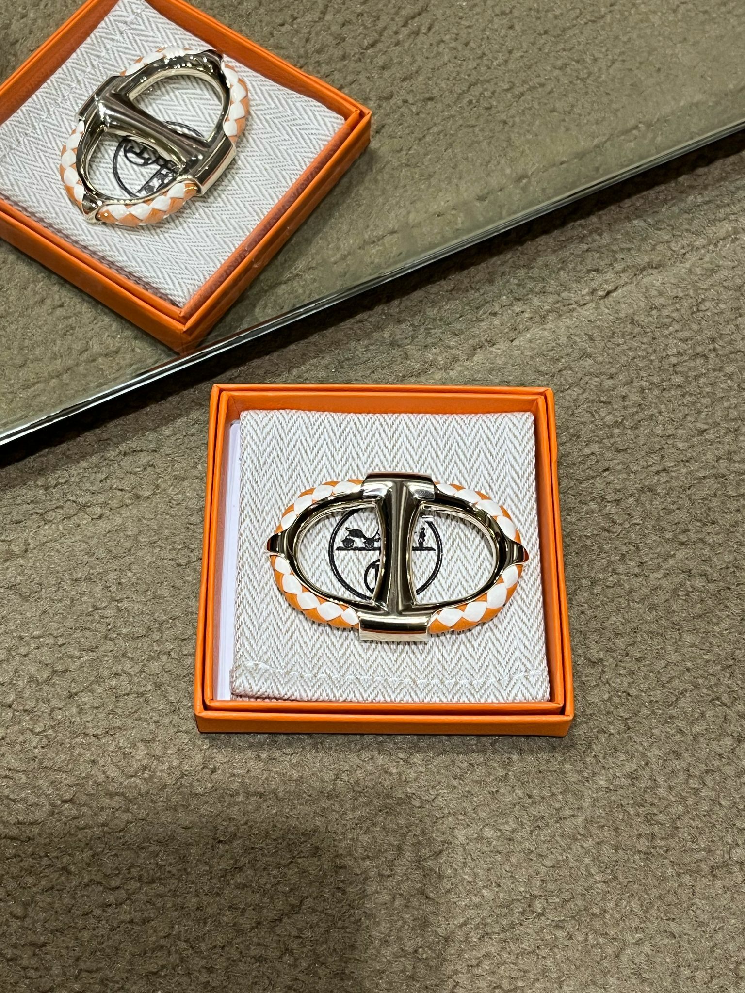 Chaine d'ancre tressee scarf 90 ring permabrass / orange