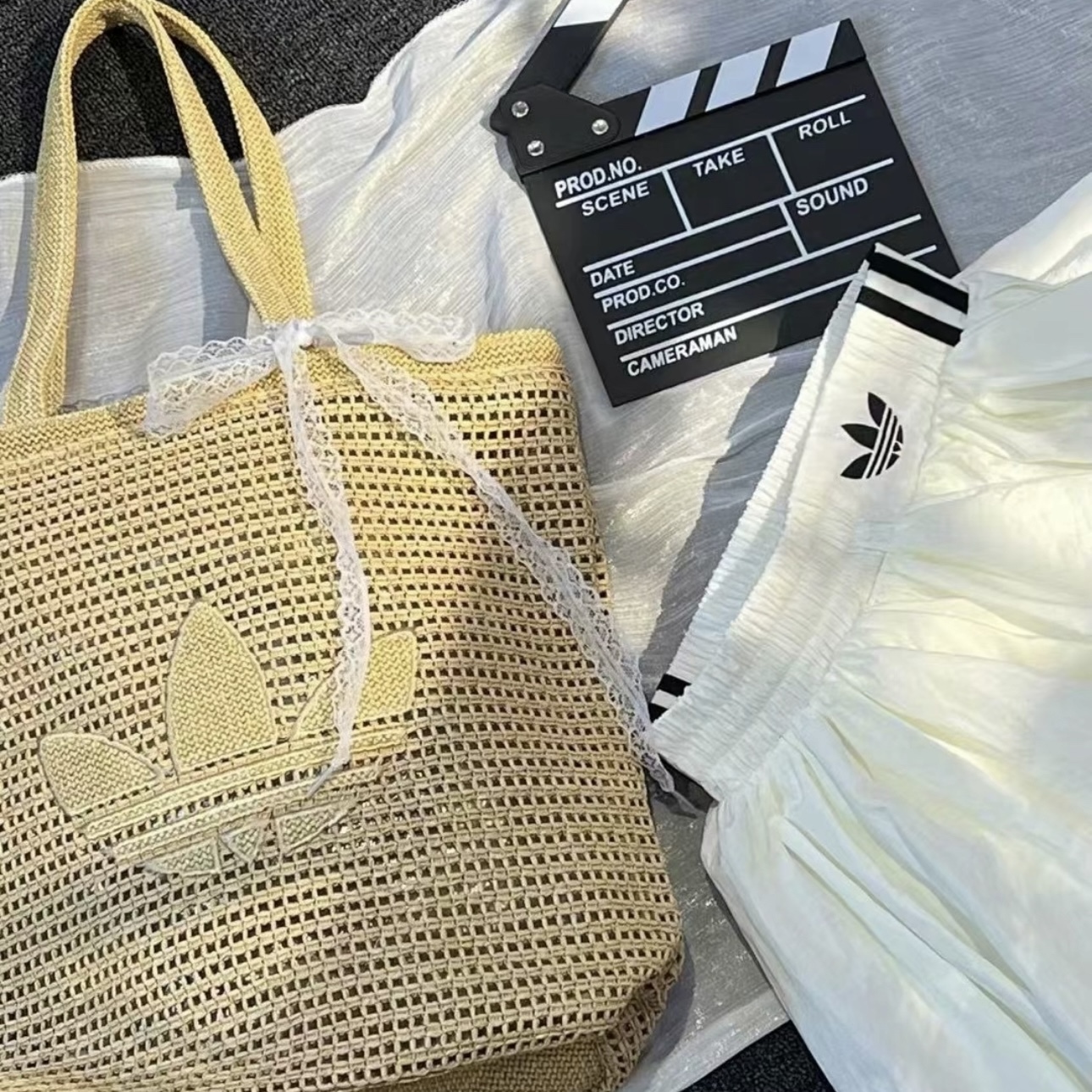 ADIDAS ORIGINALS KNITTING 編織包 夏日度假風 燕麥色 愛迪達 KC1421