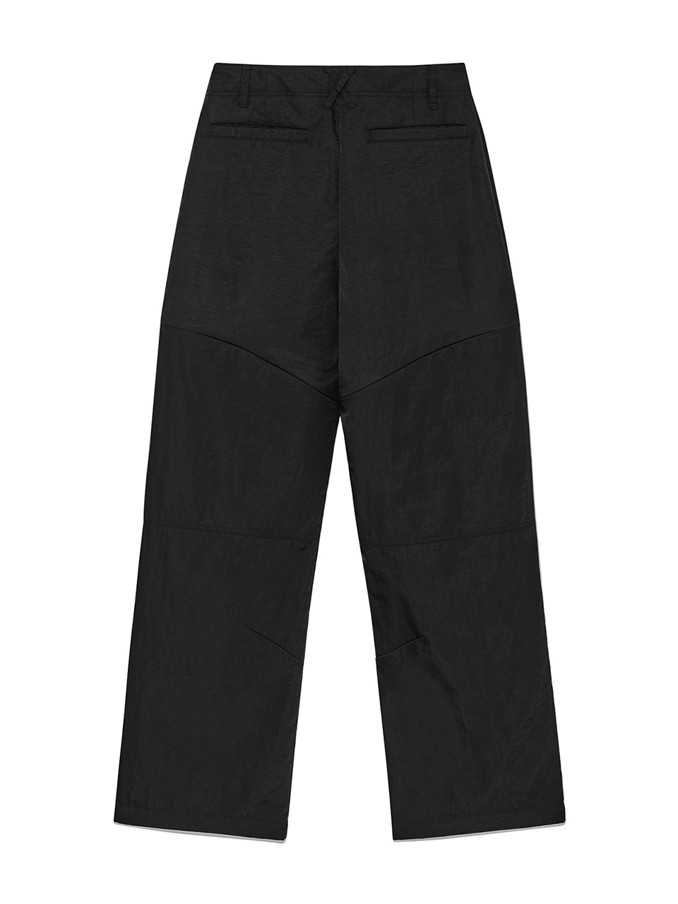 拉鍊細節尼龍長褲 黑色