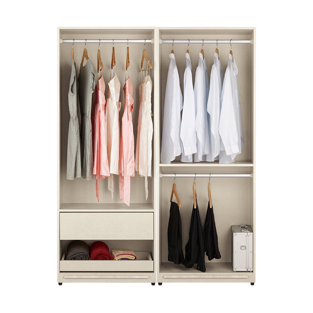 恩洛5尺推門/拉門衣櫃(三吊桿+一抽)