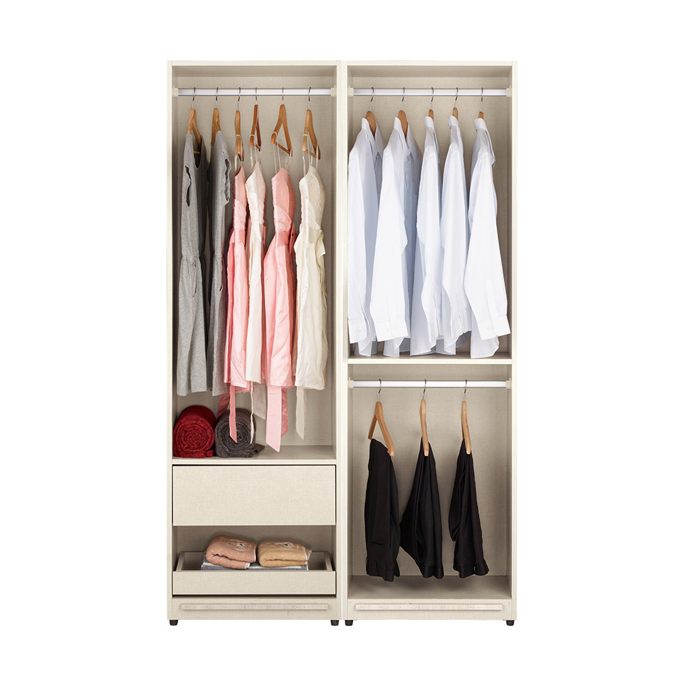 恩洛4尺推門/拉門衣櫃(三吊桿+一抽)