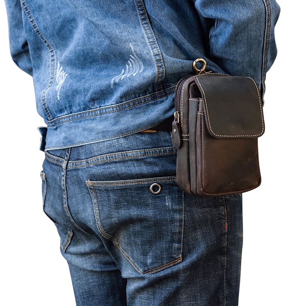 包包 腰包 男生包包 手機包 鑰匙包 手機腰包 小包包男 腰掛包 復古包包 真皮腰包 牛皮包包 穿皮帶掛包 禮物 012