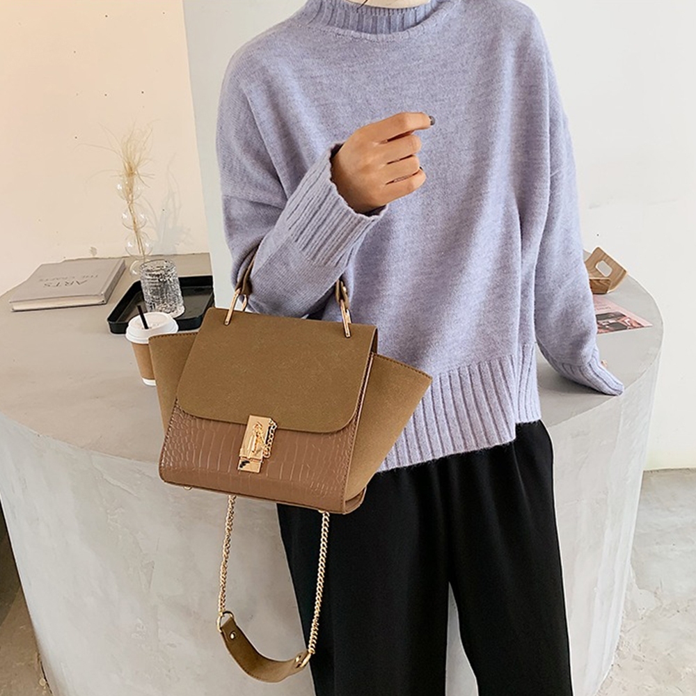 包包 手提包 側背包 鏈帶包 鱷魚紋包包 手提肩背兩用包 女生包包 手提翅膀包 大容量包包 美拉德 女生生日禮物 596