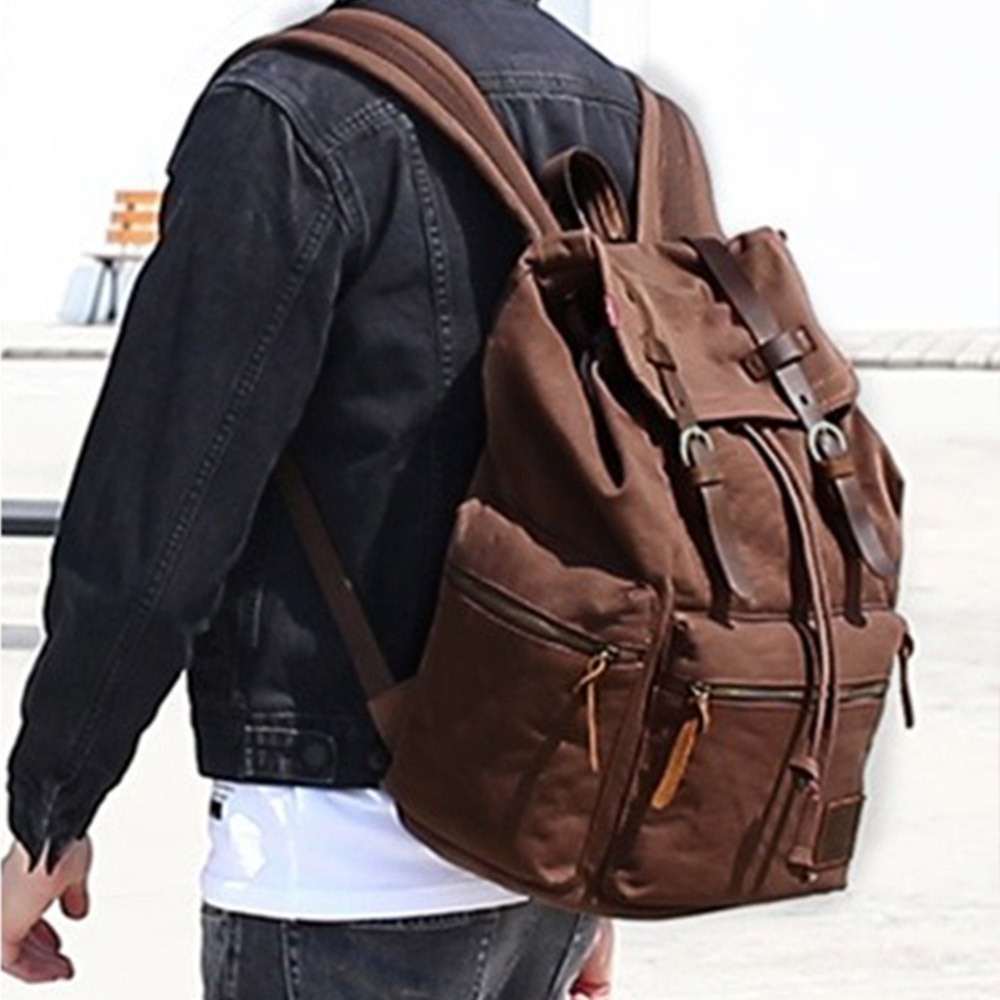 後背包 帆布包 背包 男生包包 水桶包 牛仔包 帆布後背包 復古包包 大容量後背包 帆布水桶包 學生後背包 禮物 266