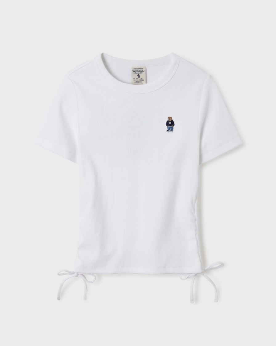 韓國WHO.A.U Steve Ribbed Shirring T-Shirt