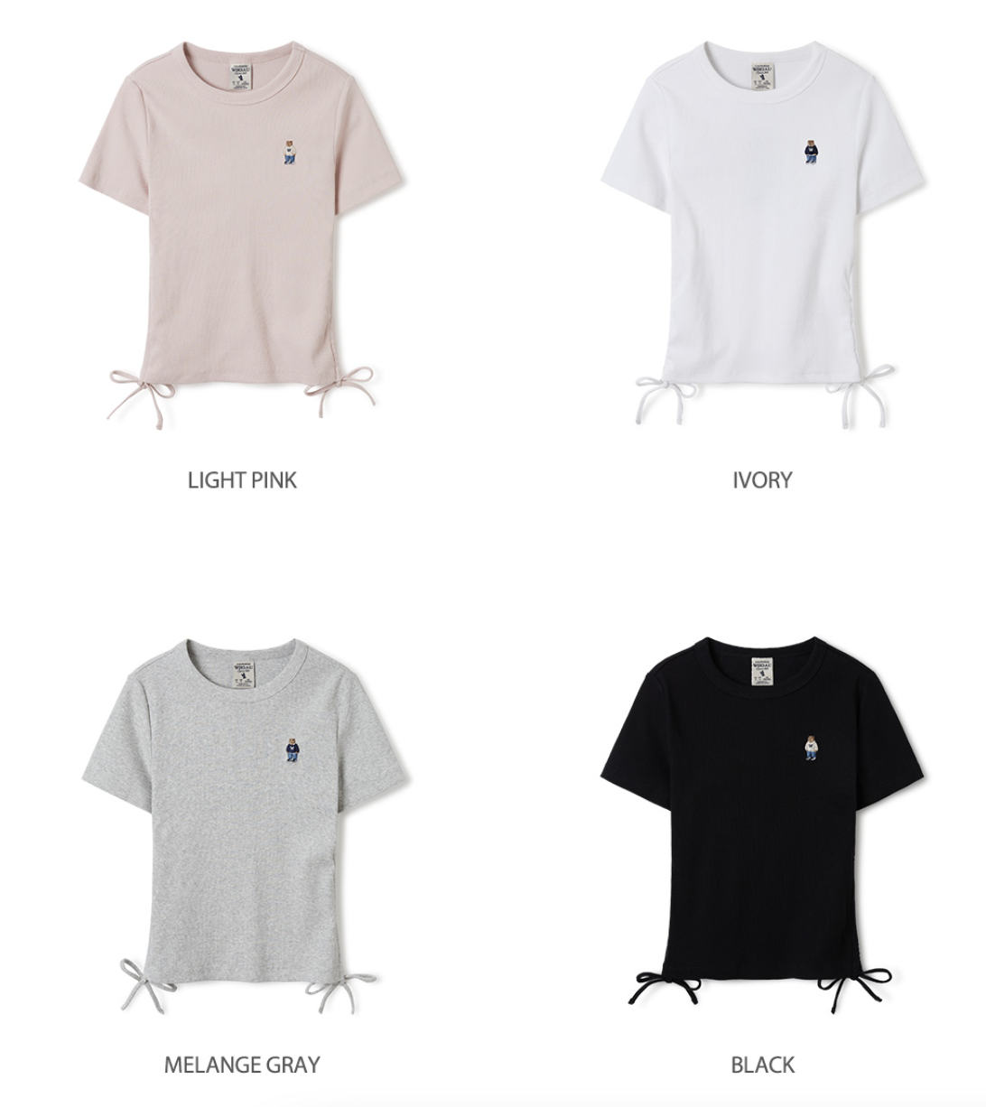 韓國WHO.A.U Steve Ribbed Shirring T-Shirt