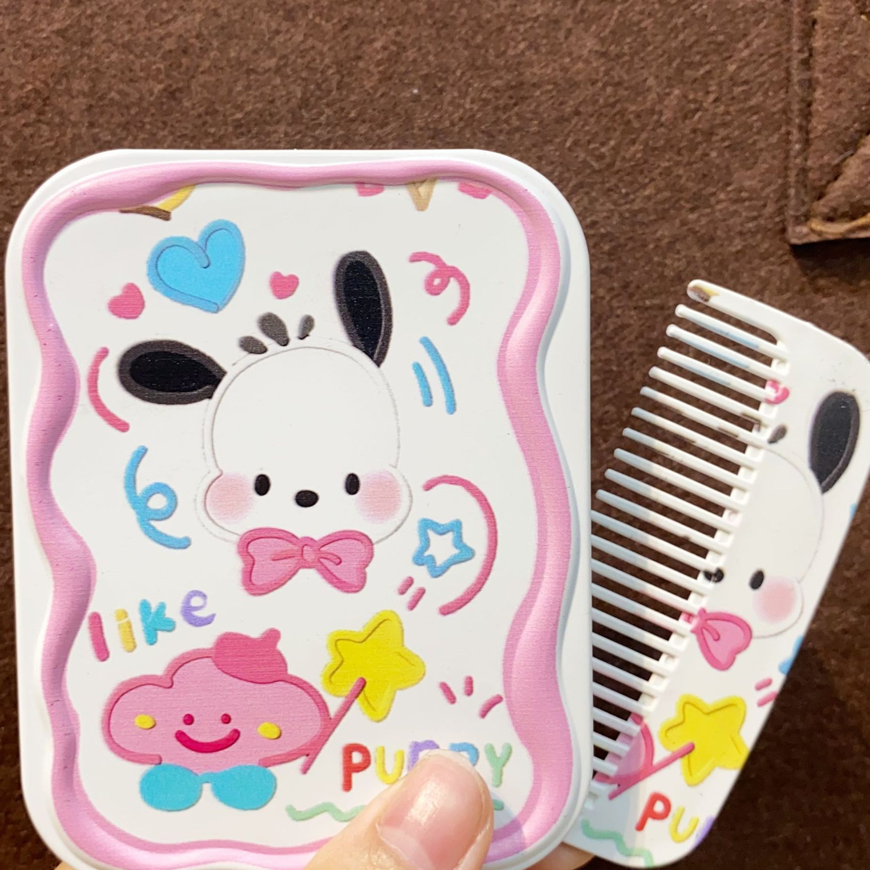 Cute Cartoon Foldable Comb Mirror