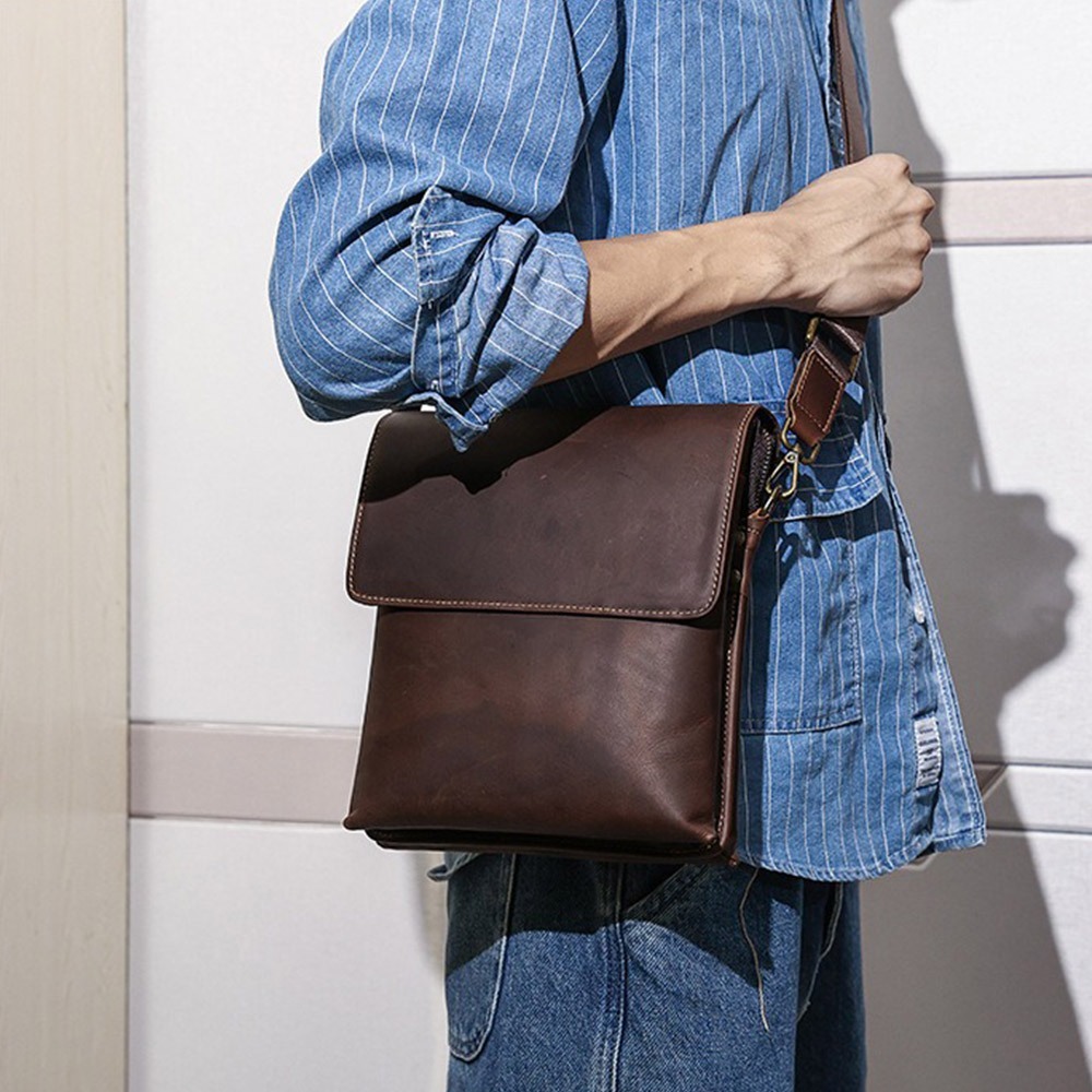 斜背包 男生包包 側背包 單肩包 小包包 真皮包包 牛皮包包 軟皮包包 翻蓋包包 韓國包包 復古包包 男生禮物 003