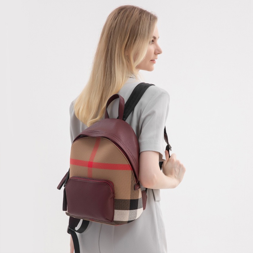 後背包 包包 帆布包 皮革包包 格紋包 韓國包包 歐美包包 奶茶色包包 撞色包 氣質包包 休閒包 女生禮物 送禮 565