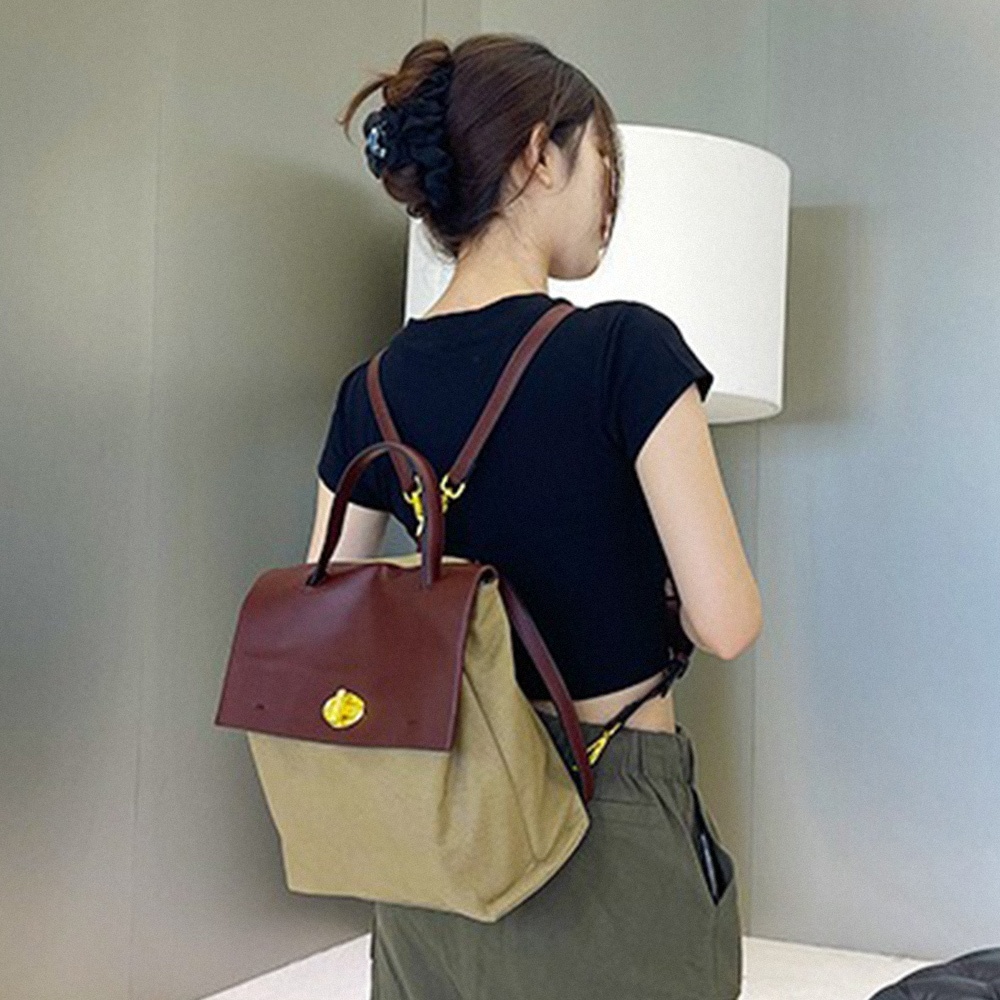 三合一包包 後背包 單肩包 手提包 帆布包 大容量後背包 復古小背包 帆布拼接包 包包女 多功能包 女生禮物 559