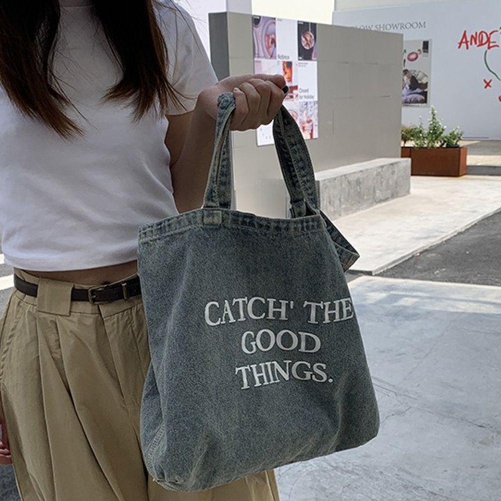 字母牛仔帆布包 包包女 手提包 大容量托特包 牛仔包 帆布包 大包包 韓國包包 日系包包 大學生包包 女生禮物 558