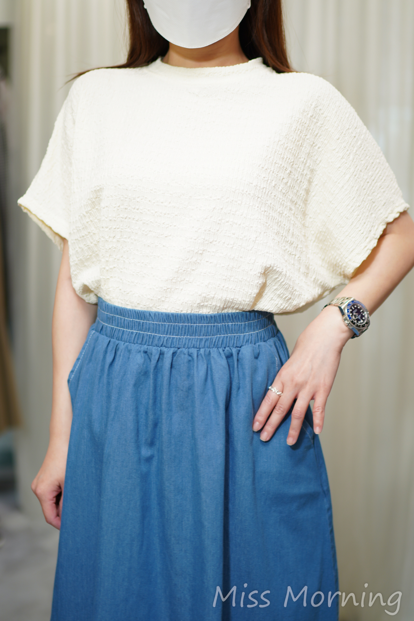 後修腰壓皺上衣(14553)