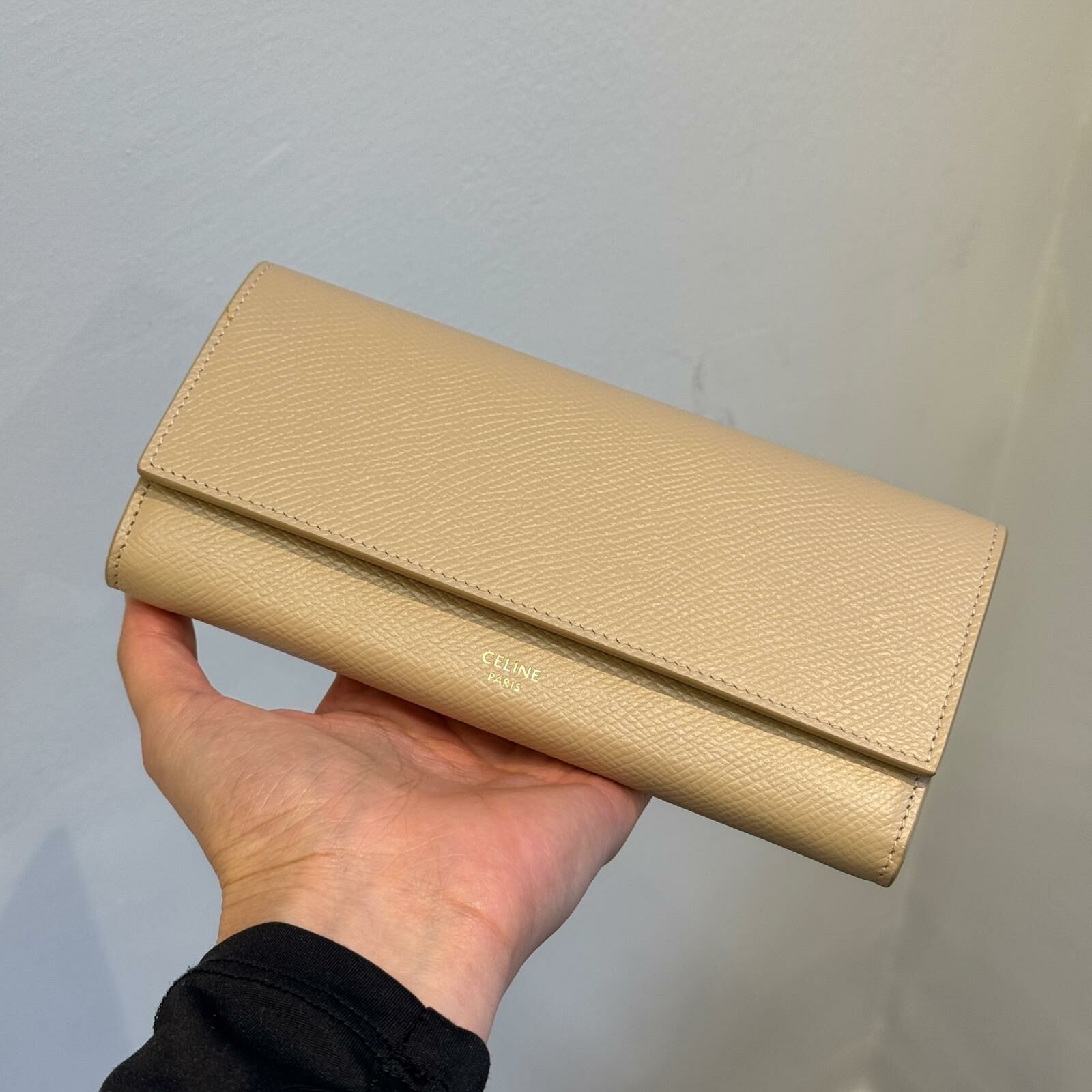 Celine large flap wallet nude